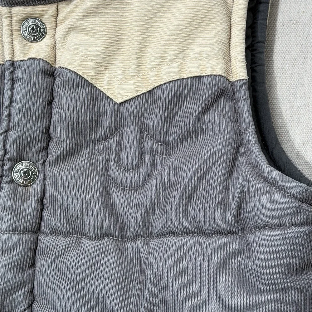 True‎ Religion Carter Vest Jacket Logo two tone Corduroy Men's L western